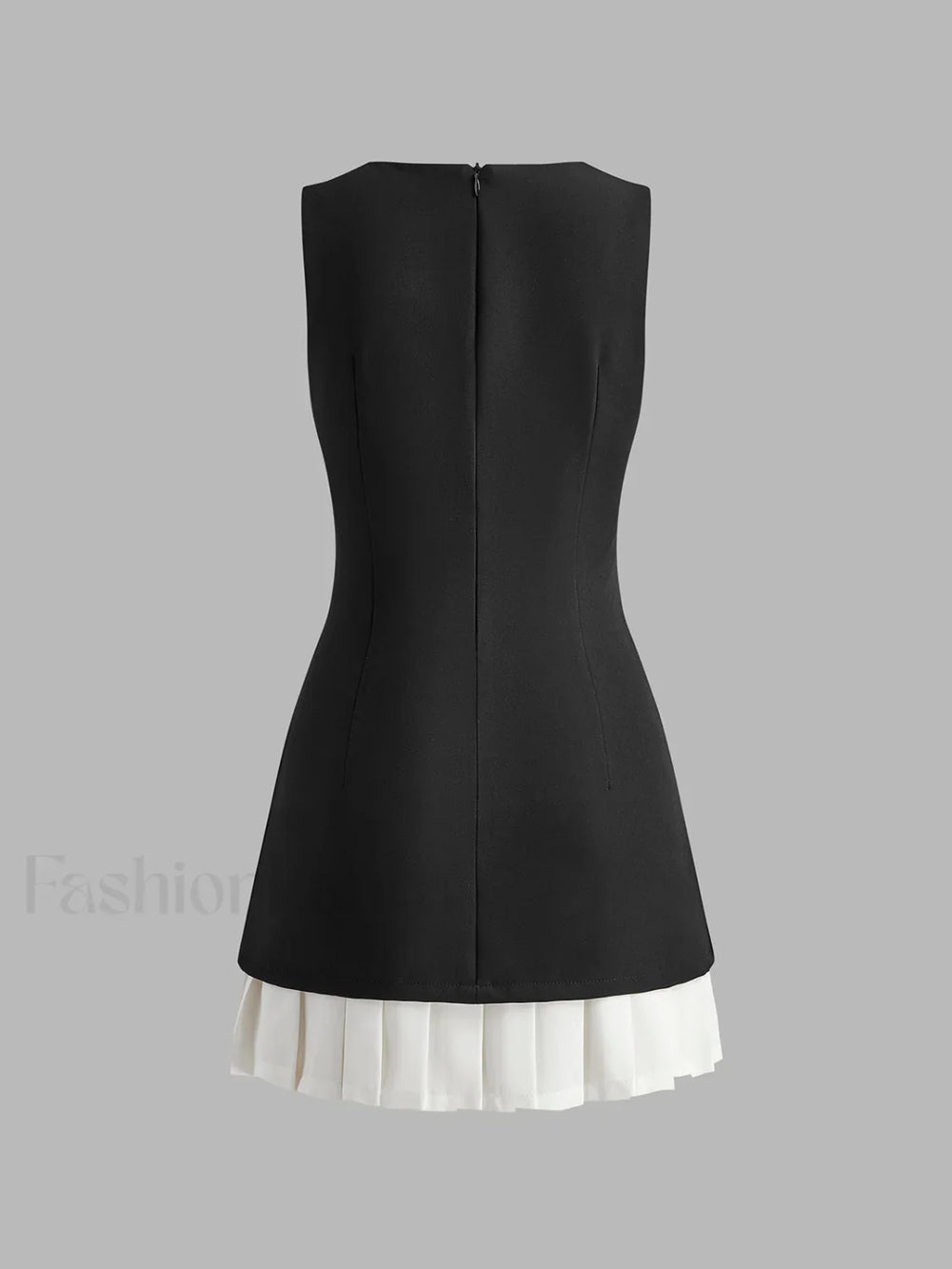 Two Tone Sleeveless Pleated Short Dress Dresses