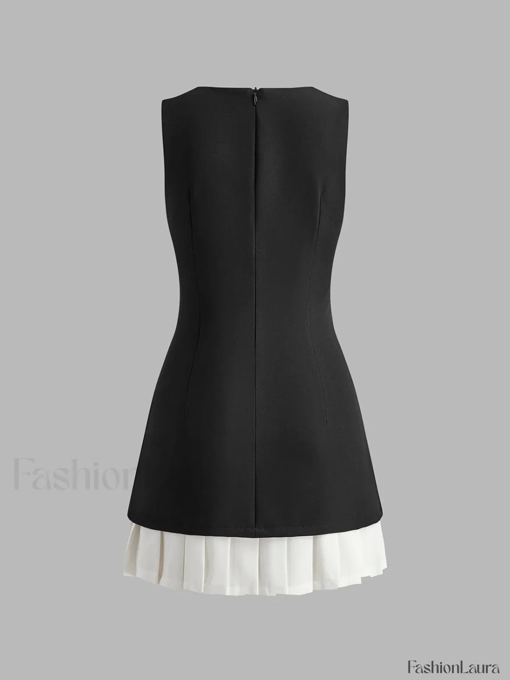 Two Tone Sleeveless Pleated Short Dress Dresses