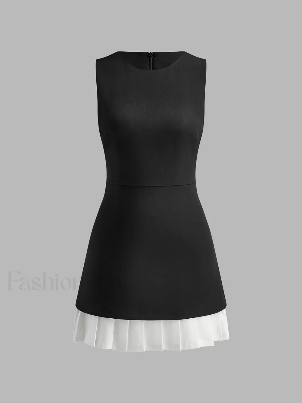 Two Tone Sleeveless Pleated Short Dress Dresses