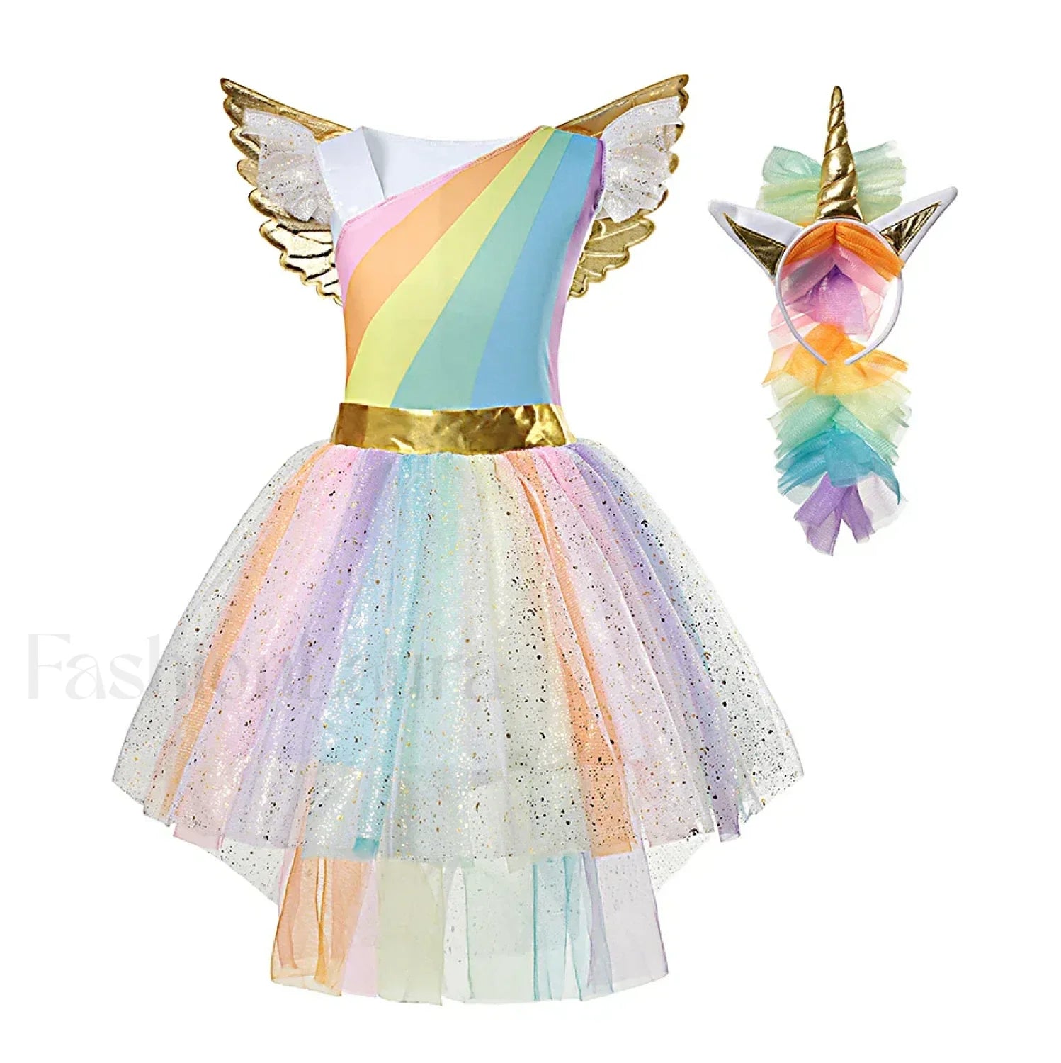 Unicorn Dance Rainbow Costume Ball Princess Girls Kid Party Birthday Dress Halloween Cosplay Costume 3 4T / Set A