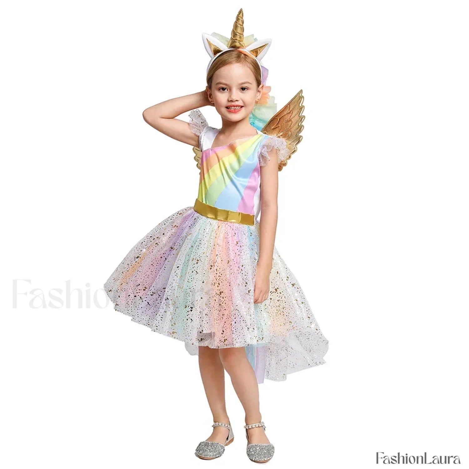 Unicorn Dance Rainbow Costume Ball Princess Girls Kid Party Birthday Dress Halloween Cosplay Costume