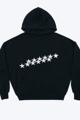 Unisex Star Print Hooded Hoodie Black / M
