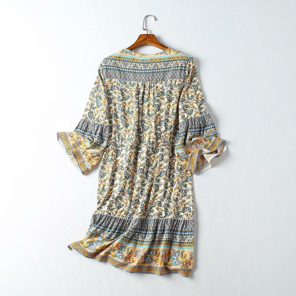 JuliaFashion - women fashion cozy V-Neck Casual Mini Dress