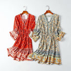 JuliaFashion - women fashion cozy V-Neck Casual Mini Dress