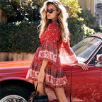 JuliaFashion - women fashion cozy V-Neck Casual Mini Dress