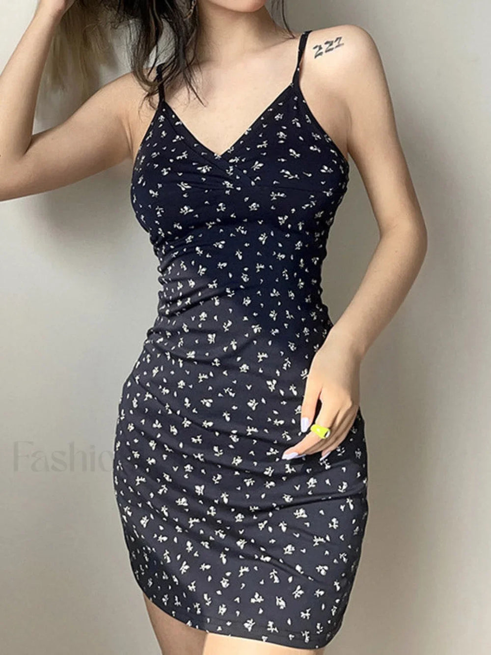 V Neck Ditsy Floral Mini Dress Mini Dresses