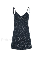 V Neck Ditsy Floral Mini Dress Mini Dresses