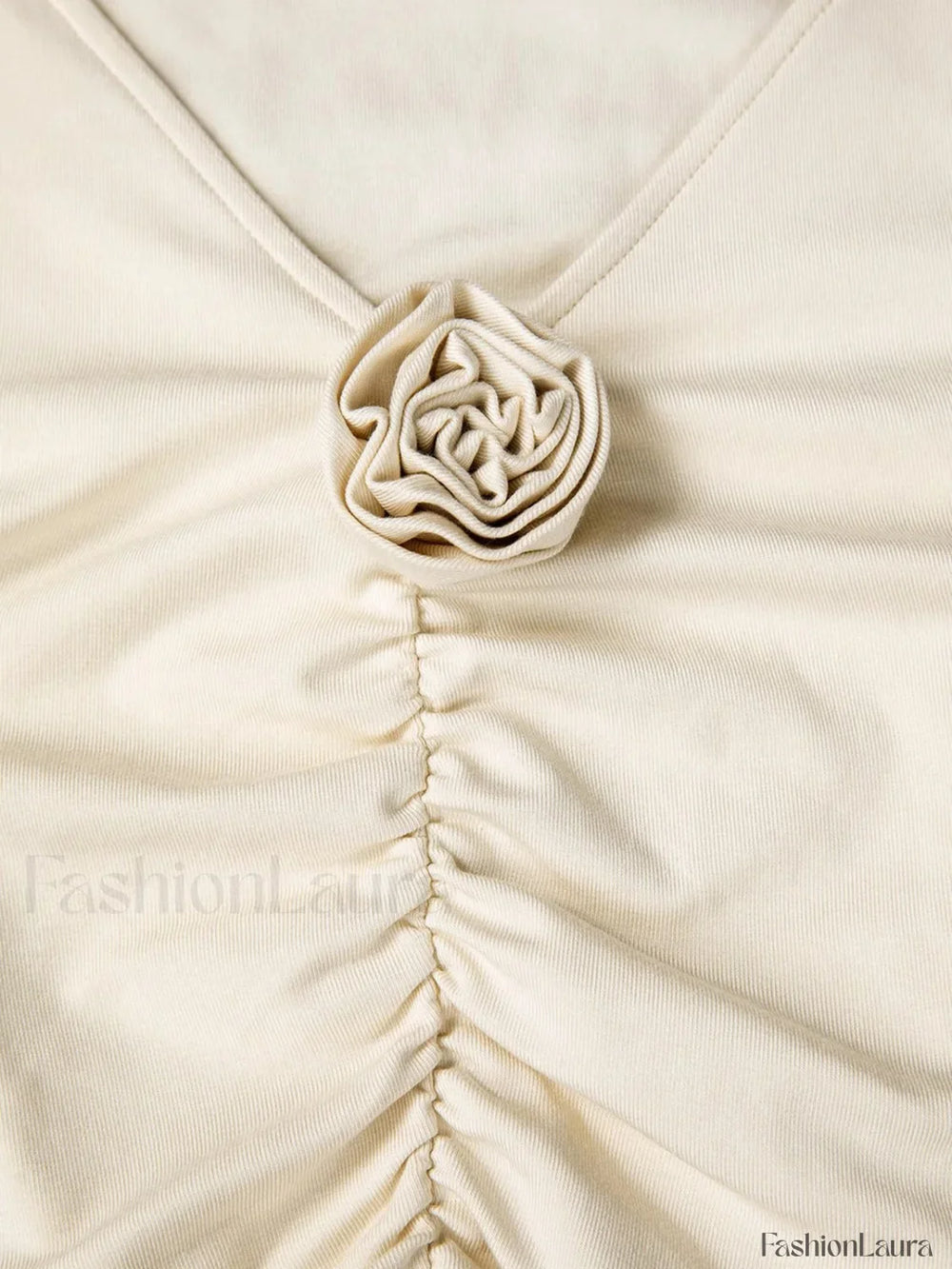 V neck Draped Floral Detail Modern Blouse with Matching Scarf Blouses