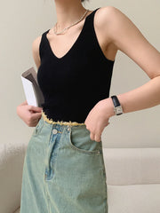 v neck rib Graceful tank top Tank Tops & Camis