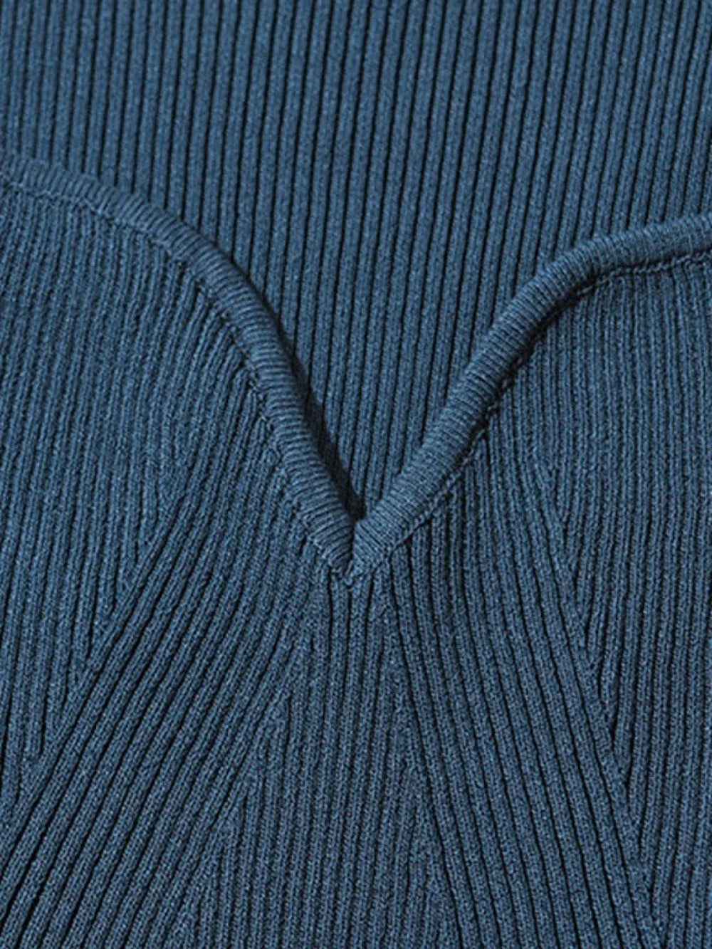 V Neck Ribbed Knit Long Sleeve Mini Dress Mini Dresses