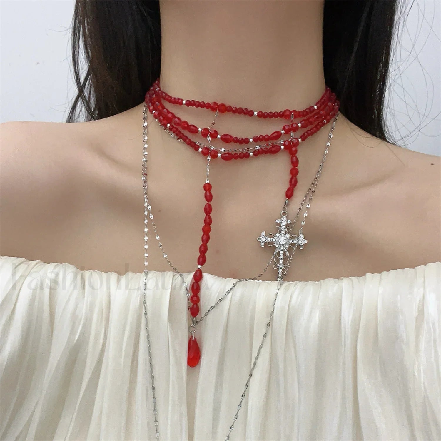 Vampire Gothic Blood Drop Tassel Necklace RED