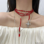 Vampire Gothic Blood Drop Tassel Necklace RED