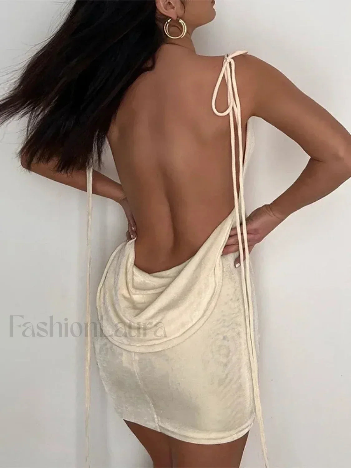 Velvet Deep Open Back Mini Dress