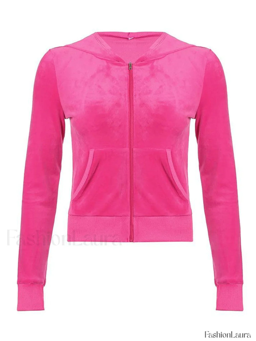 Velvet Zip Up Hoodie Sweatshirts & Hoodies L