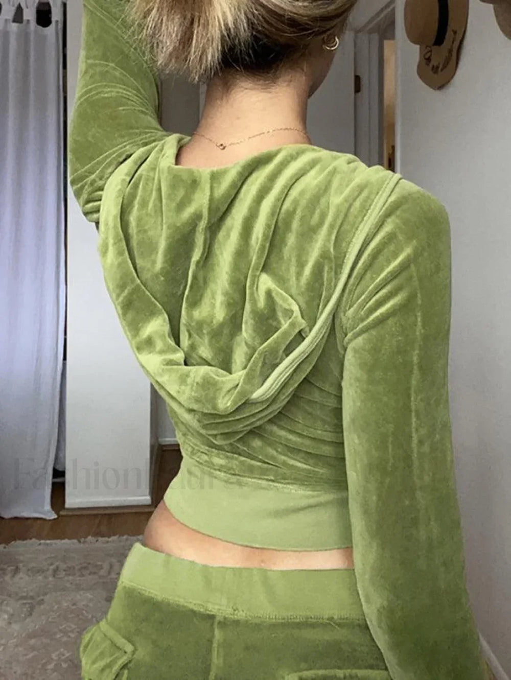 Velvet Zip Up Hoodie Sweatshirts & Hoodies L