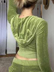 Velvet Zip Up Hoodie Sweatshirts & Hoodies L