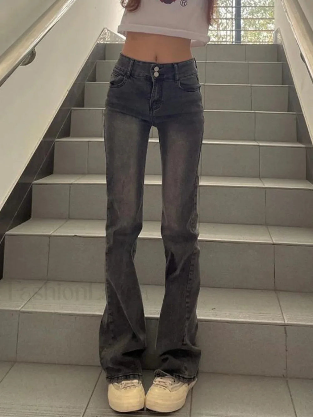 Vintage Ankle Flare Skinny Jeans Black / S Flare Jeans