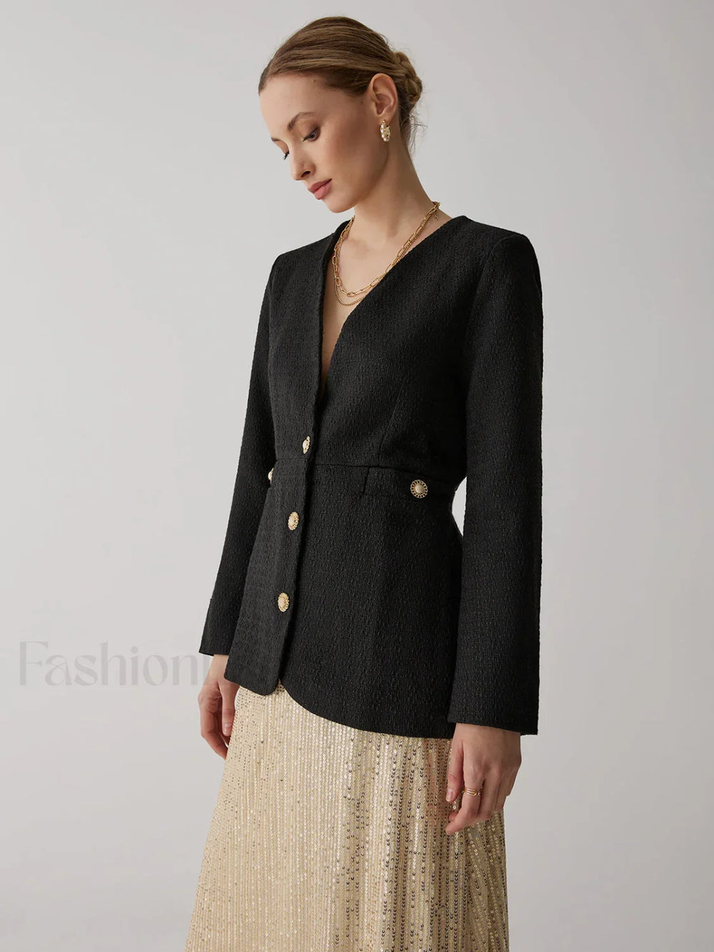 Vintage Black Graceful Tweed Blazer Black / XS Blazers