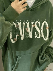 Vintage Blooming Skull Fleece Lined Pullover Hoodie Sweatshirts & Hoodies L