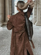 Vintage Brown Women’s Lapel Long Overcoats