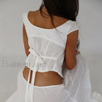 Vintage Button Up Milkmaid Crop Top