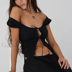 Vintage Button Up Milkmaid Crop Top