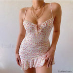 Vintage Camisole Backless Mini Dress APRICOT / S