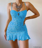 Vintage Camisole Backless Mini Dress Blue / S