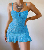 Vintage Camisole Backless Mini Dress Blue / S