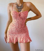 Vintage Camisole Backless Mini Dress Pink / S