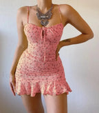 Vintage Camisole Backless Mini Dress Pink / S