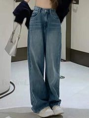 Vintage Faded Wash Straight Leg Boyfriend Jeans Boyfriend Jeans