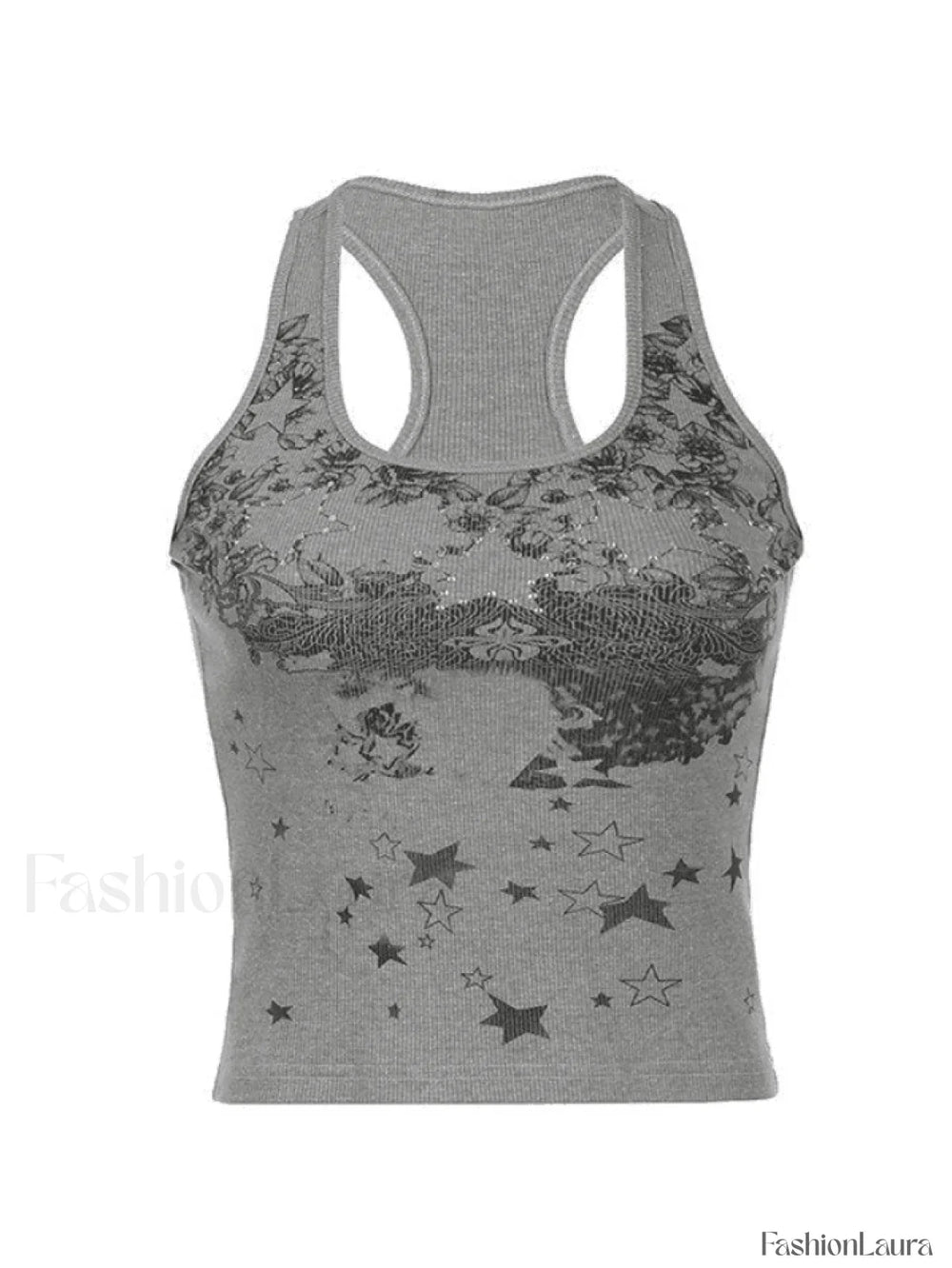 Vintage Floral Star Print Tank Top Tops&Tees