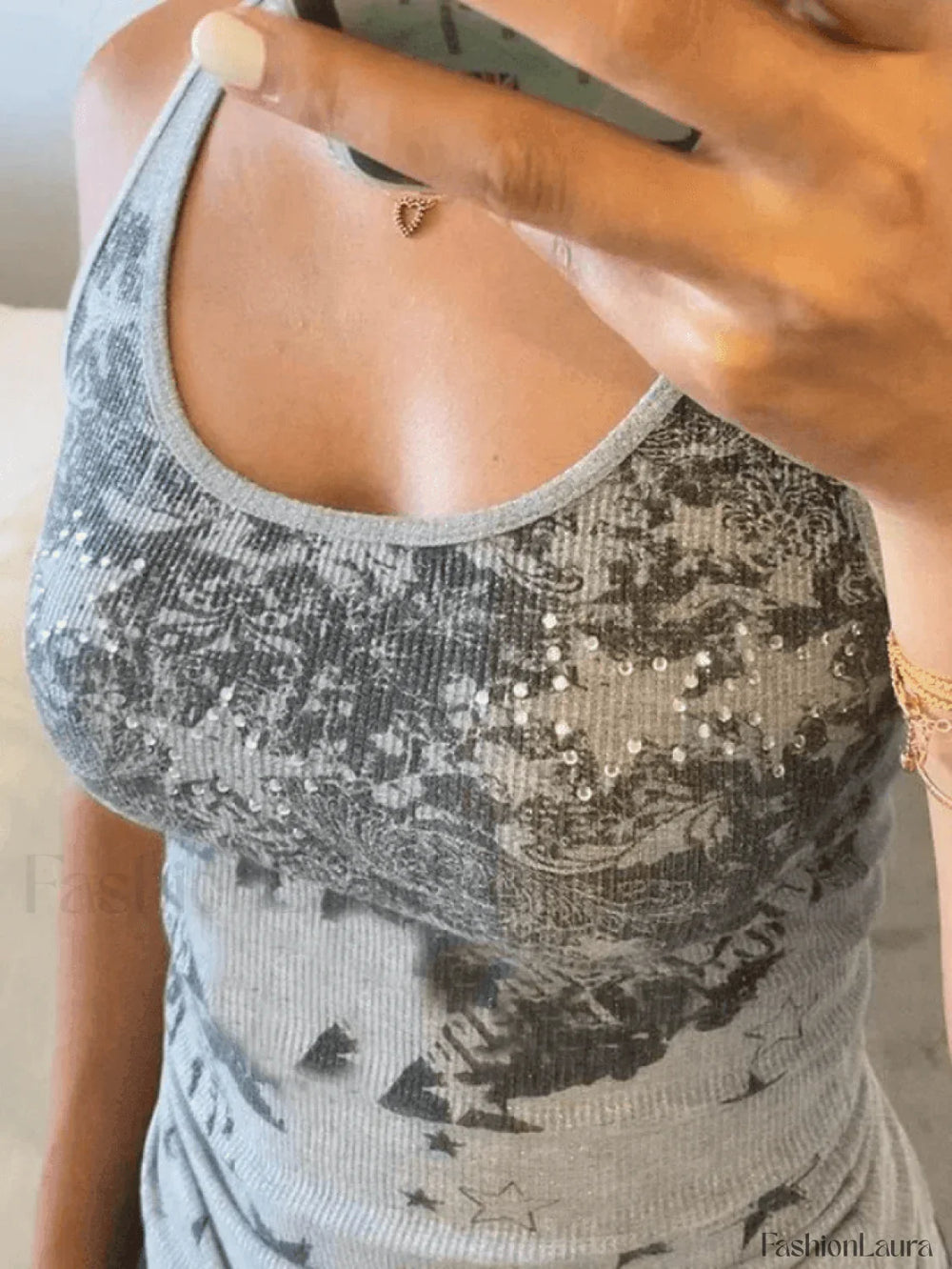 Vintage Floral Star Print Tank Top Tops&Tees