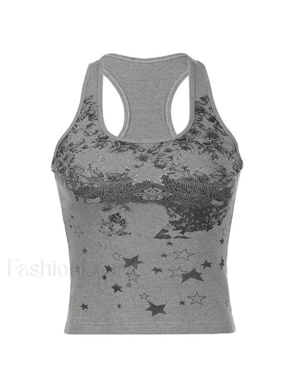 Vintage Floral Star Print Tank Top Tops&Tees