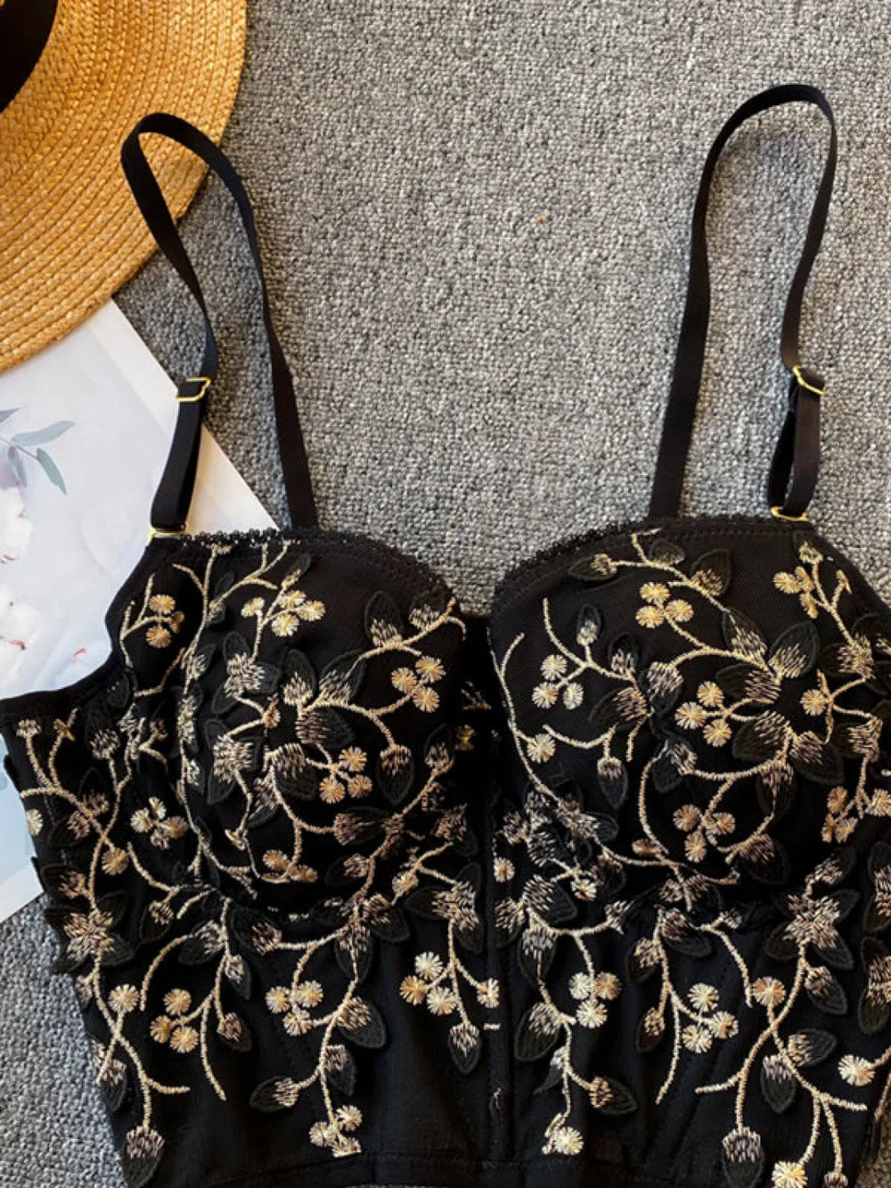 Vintage Lace Embroidery Bustier Corset Top