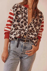 Vintage Leopard Print Knit Cardigan