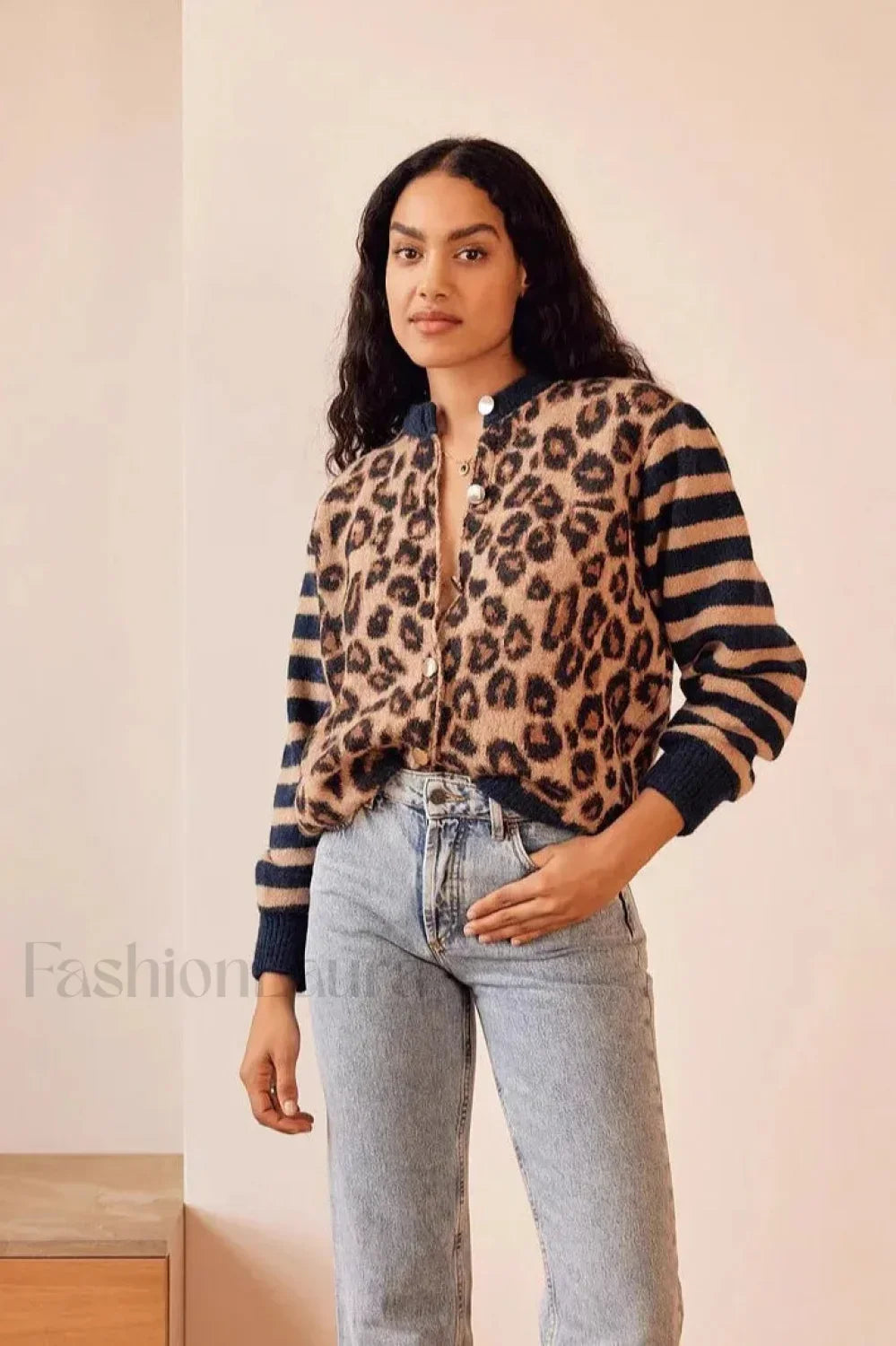 Vintage Leopard Print Knit Cardigan