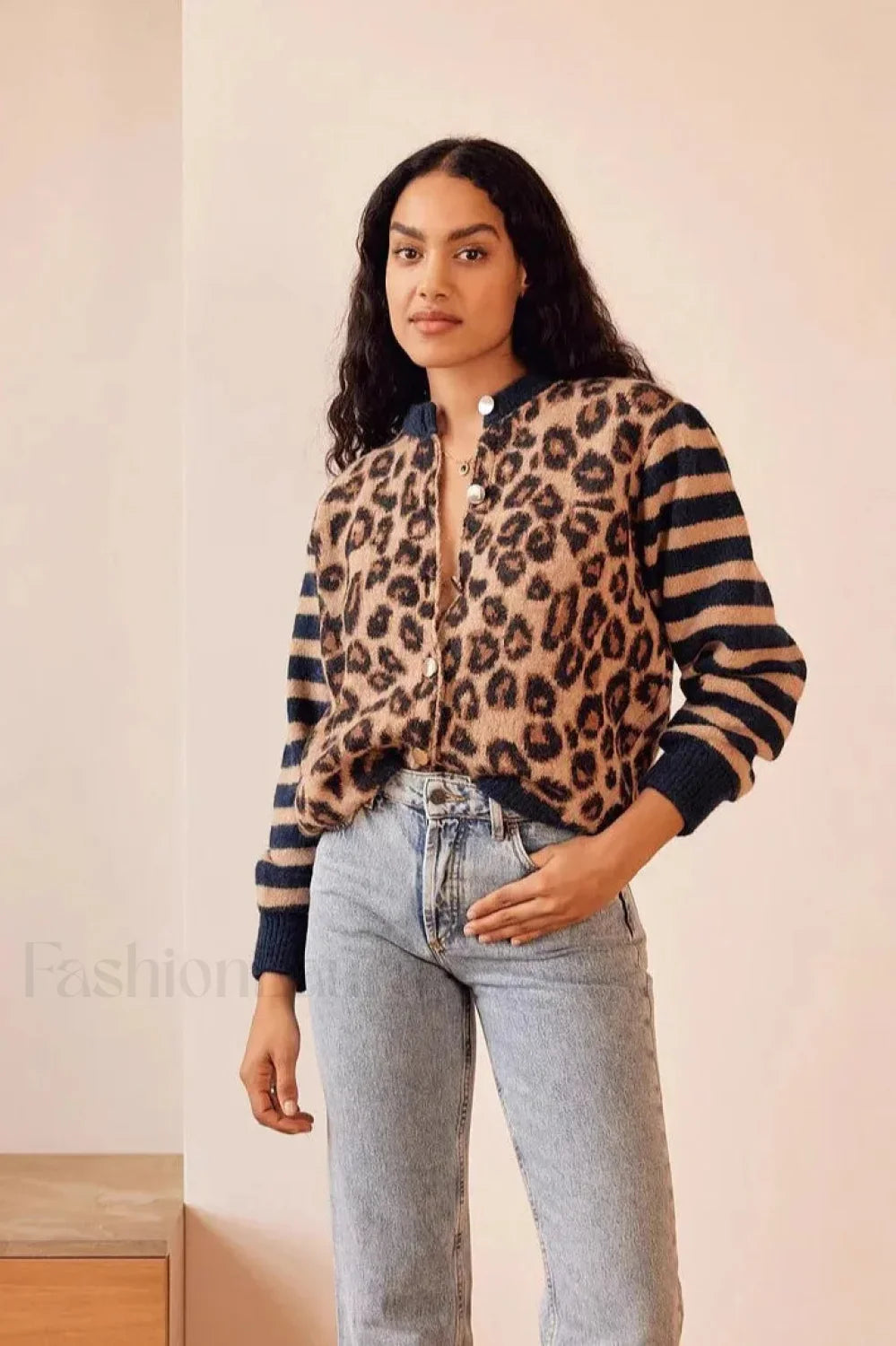 Vintage Leopard Print Knit Cardigan