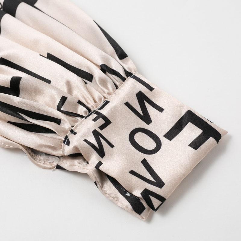 JuliaFashion - Vintage Letter Printed Long Sleeve Wrap Dress