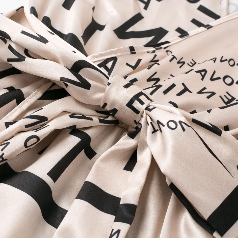 JuliaFashion - Vintage Letter Printed Long Sleeve Wrap Dress