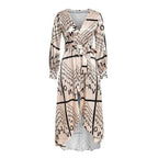 JuliaFashion - Vintage Letter Printed Long Sleeve Wrap Dress