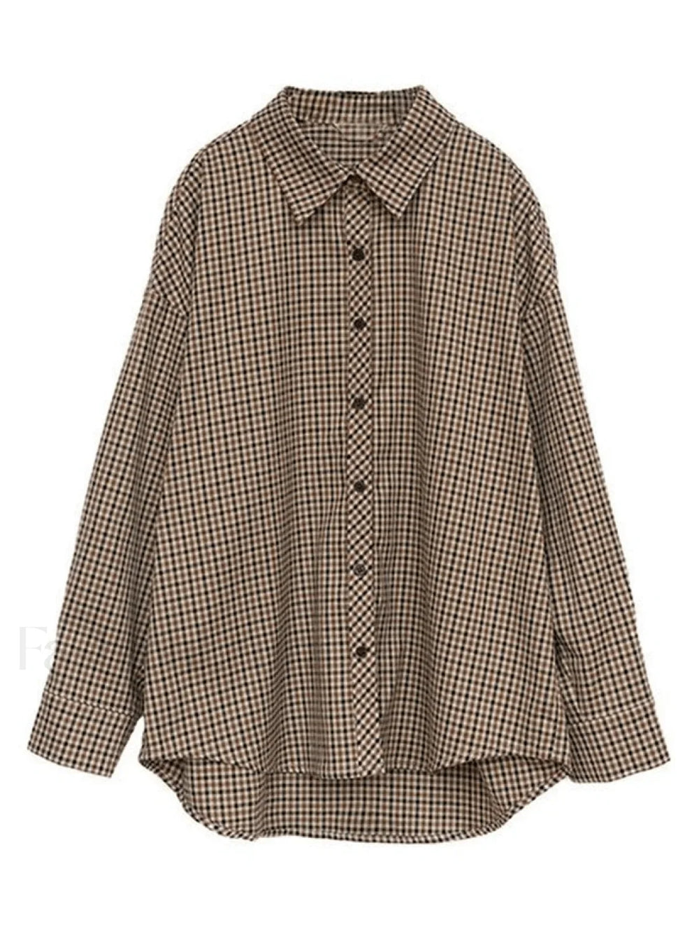 Vintage Long Sleeve Checkered Blouse Shirts