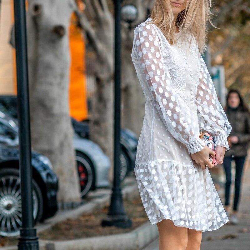 JuliaFashion - 2024Vintage Long Sleeve Mesh Lace Dress