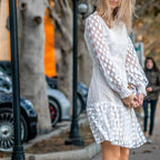 JuliaFashion - 2024Vintage Long Sleeve Mesh Lace Dress