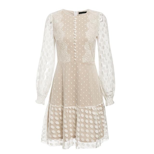 JuliaFashion - 2024Vintage Long Sleeve Mesh Lace Dress