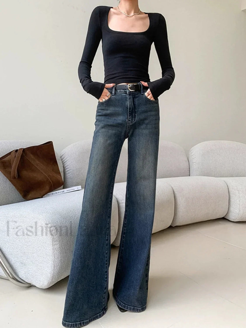 Vintage Low Rise Washed Wide Leg Jeans Jeans
