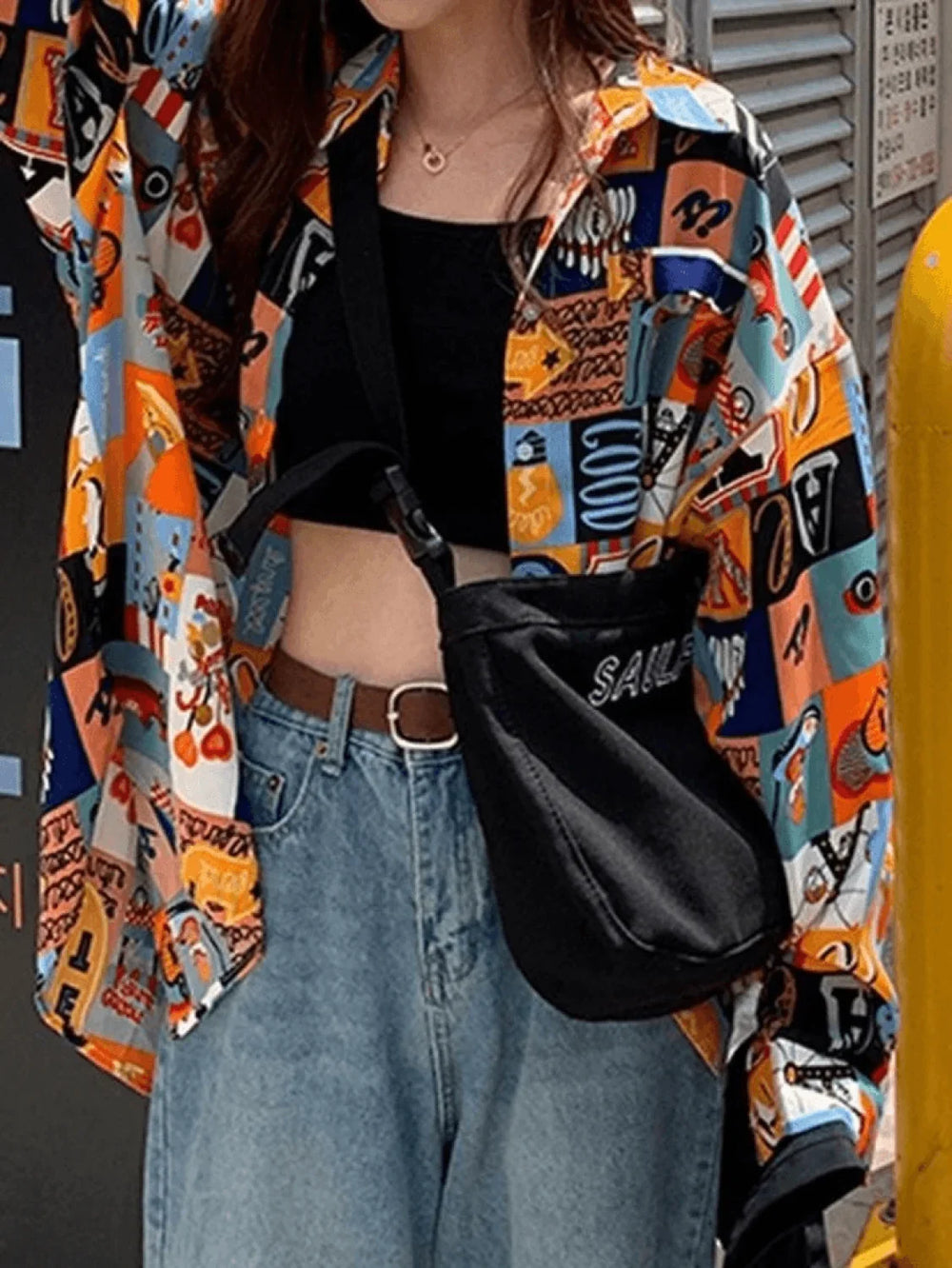 Vintage Mixed Print Long Sleeve Blouse Shirts