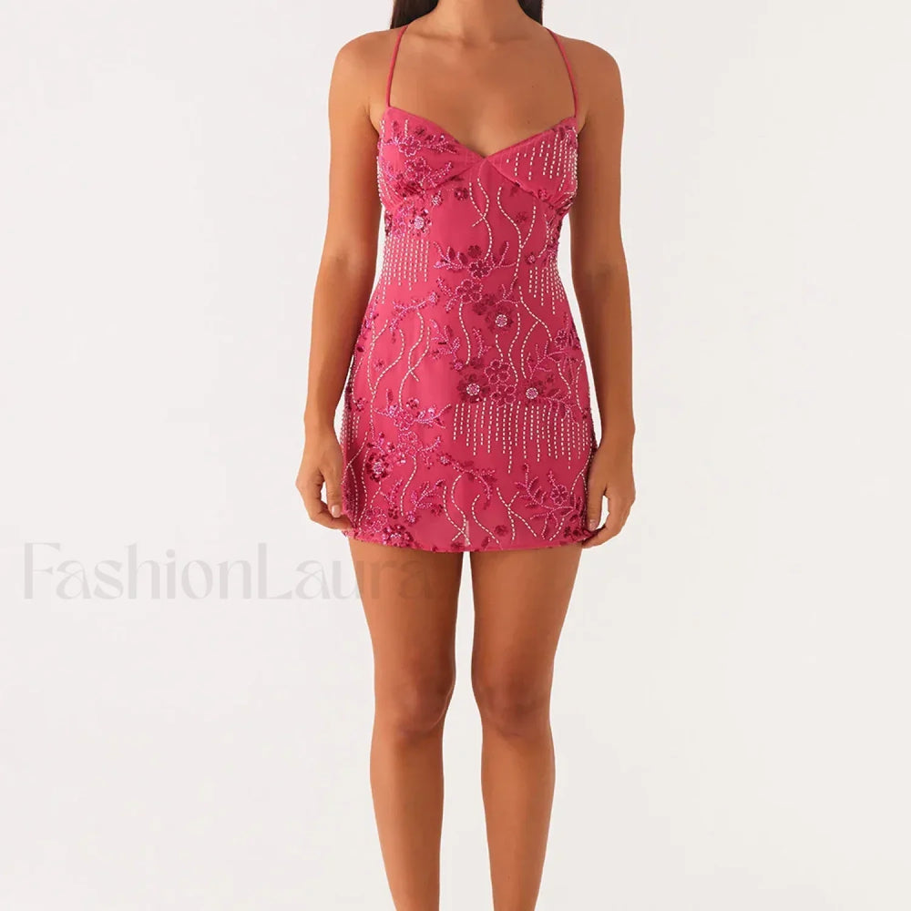 Vintage Pearl Embellished Floral Dress rose / S