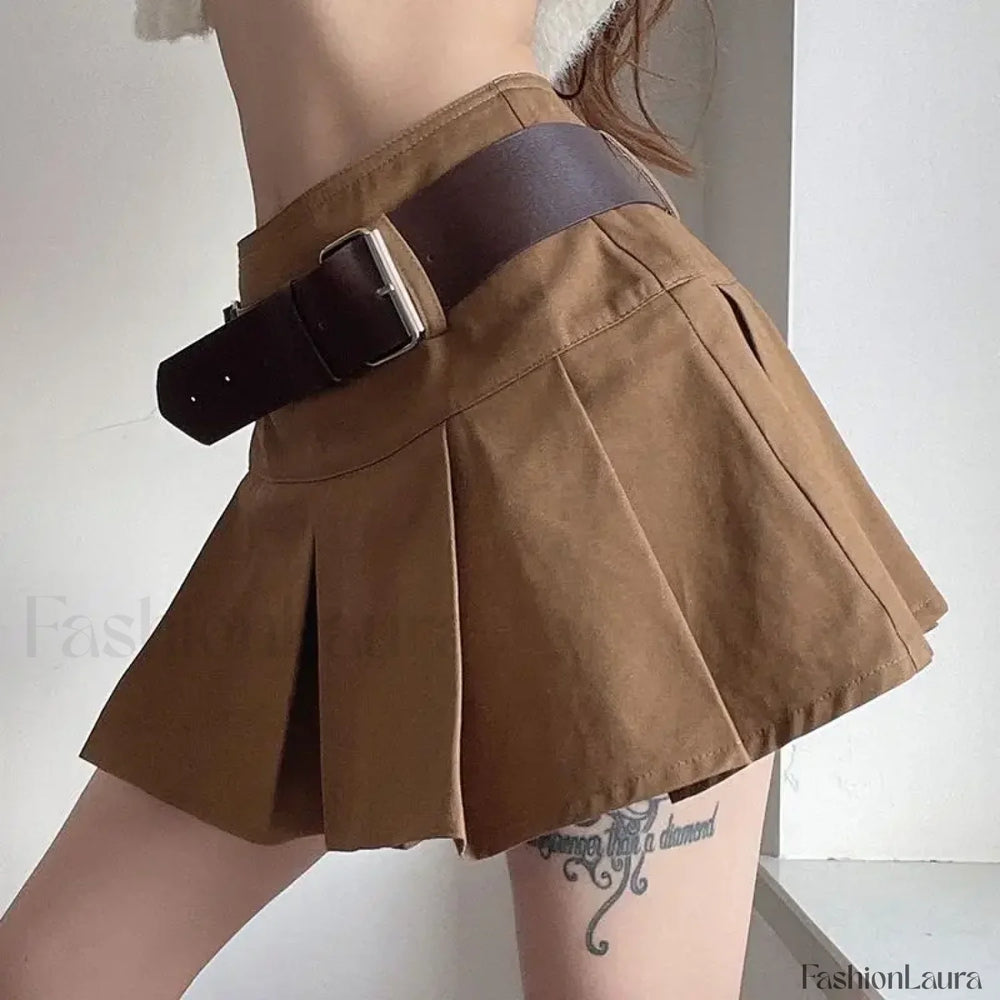 Vintage Pleated College Mini Skirt